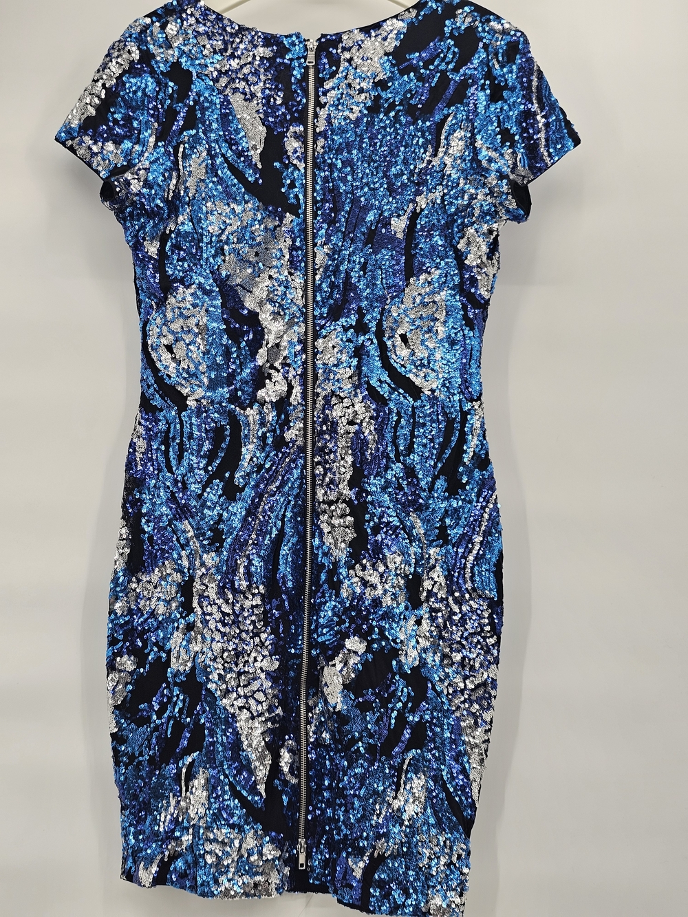 Cache Blue Sequin Cocktail Dress Large